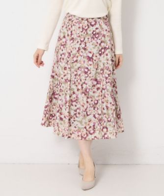 ＜CORDIER (Women)＞【Ｓ～３Ｌサイズ／セットアップ】ソニアフラワープリント　セミフレアスカート（２００２４３９４６８）