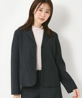 イタリア製✨ Moessmer生地 ツイードテーラードジャケット 48 グレー セットアップ／ストレッチ】ツイード調テーラードジャケット