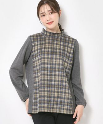 ＜CORDIER (Women)＞【Ｍ～４Ｌサイズ】ウインターチェックチュニックプルオーバー（２００２４３９４９５）