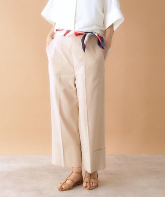 麻ストレッチ、洗えるホワイト夏パンツ 洗える／日本製／通勤／セットアップ可】麻調ストレッチ 素材の