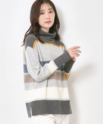 ＜CORDIER (Women)＞【Ｍ～４Ｌサイズ】スーパーメリノマルチボーダープルオーバーニット（２００２４３９８４１）