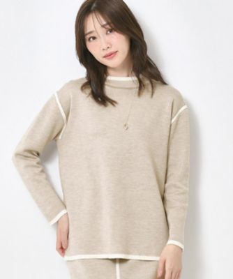 セットアップ】ウールブレンド配色ラインプルオーバーニット