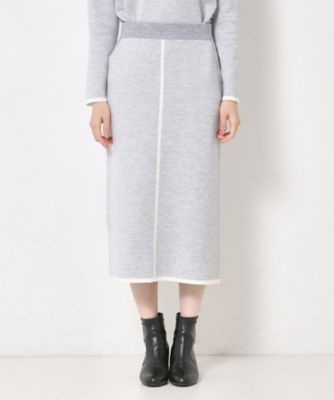 セットアップ】ウールブレンド配色ラインニットスカート