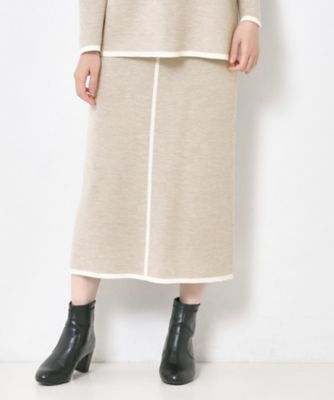 セットアップ】ウールブレンド配色ラインニットスカート