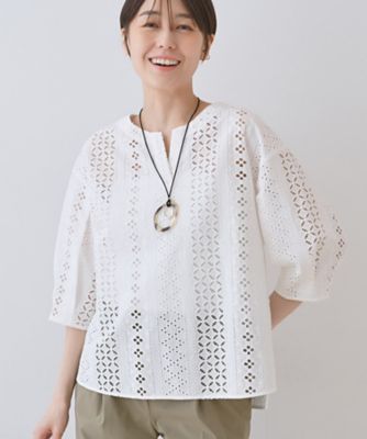 INDIVI (Women)/インディヴィ 【刺繍/レース】スラッシュネックブラウス(2002439858)