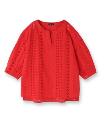 【刺繍／レース】スラッシュネックブラウス（２００２４３９８５８）