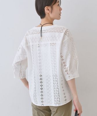 【刺繍／レース】スラッシュネックブラウス（２００２４３９８５８）