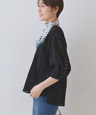 【刺繍／レース】スラッシュネックブラウス（２００２４３９８５８）