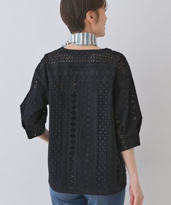 【刺繍／レース】スラッシュネックブラウス（２００２４３９８５８）