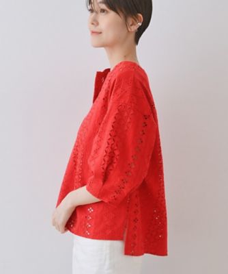 【刺繍／レース】スラッシュネックブラウス（２００２４３９８５８）