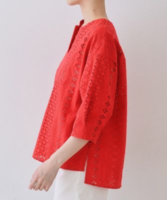 【刺繍／レース】スラッシュネックブラウス（２００２４３９８５８）