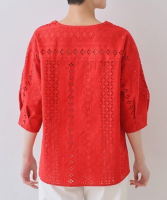 【刺繍／レース】スラッシュネックブラウス（２００２４３９８５８）