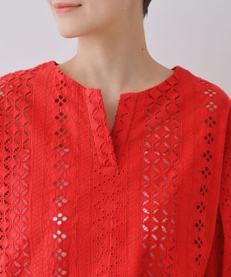 【刺繍／レース】スラッシュネックブラウス（２００２４３９８５８）