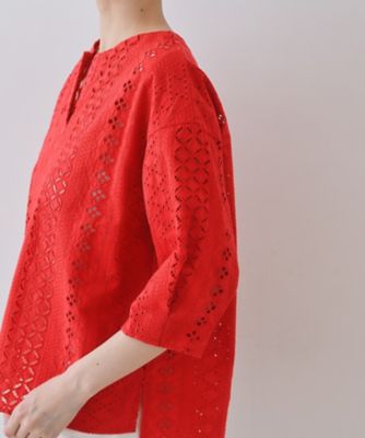 【刺繍／レース】スラッシュネックブラウス（２００２４３９８５８）