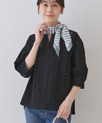 【刺繍／レース】スラッシュネックブラウス（２００２４３９８５８）