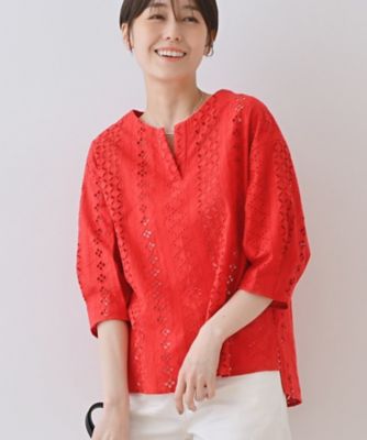 【刺繍／レース】スラッシュネックブラウス（２００２４３９８５８）