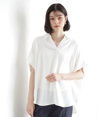 THE SHOP TK (Women)/ザショップティーケー スキッパーシャツ【防シワ/接触冷感/洗濯機OK/セットアップ可】(2002440051)