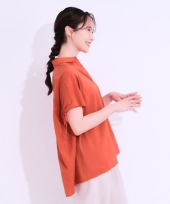【Ｓ－ＬＬ／ひんやり】後ろ姿も抜かりなく　インせず着られる　バックギャザーシャツ（２００２４４０１４６）