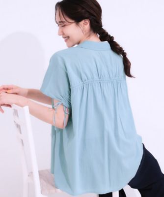 【Ｓ－ＬＬ／ひんやり】後ろ姿も抜かりなく　インせず着られる　バックギャザーシャツ（２００２４４０１４６）