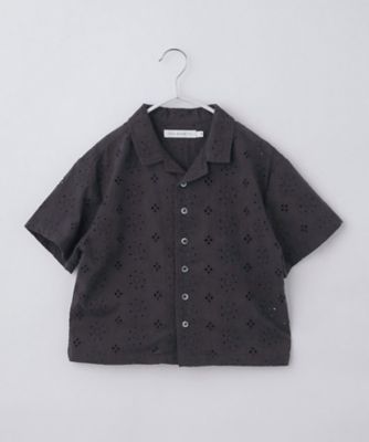 120－150】刺繍オープンカラーシャツSS