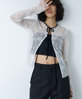 CODE A (Women)/コードエー ｔｕｌｌｅ　ｌａｃｅ　ｒｉｂｂｏｎ　ｂｌｏｕｓｅ（２００２４４０２７０）