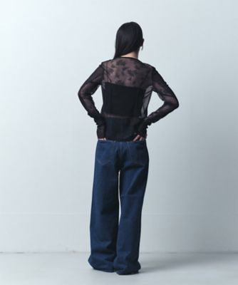 ◇tulle lace ribbon blouse