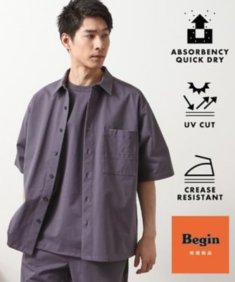 THE SHOP TK (Men)/ザ ショップ ティーケー 【Ｂｅｇｉｎ６月号掲載】パーフェクテックツイル５分袖シャツ【セットアップ可／吸水速乾／ＵＶカット／アンチピリング】（２００２４４０２７９）