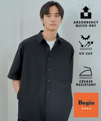 【Ｂｅｇｉｎ６月号掲載】パーフェクテックツイル５分袖シャツ【セットアップ可／吸水速乾／ＵＶカット／アンチピリング】（２００２４４０２７９）