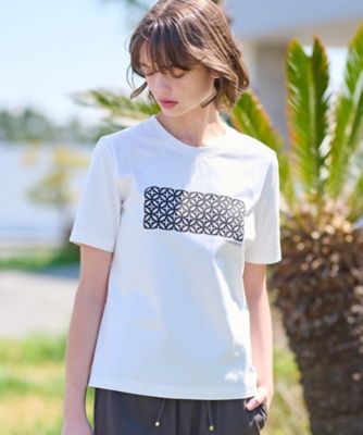 【接触冷感／ＵＶカット】バックブリーズテックオーバーラップサークルプリントＴシャツ（２００２４４０７０４）
