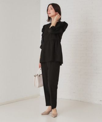 レディース パンツ ブラウス ツーピースセット パンツスーツ テーパードパンツ アンクル丈 長袖 フリル袖 りぼんタイ タイト ボタン 切り替えデザイン 楽天市場】【バーゲン価格】ビジネススーツ レディース 2点
