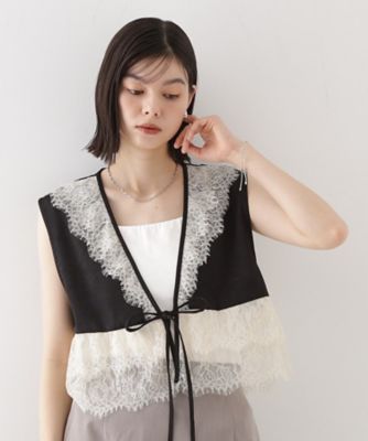 ＜THE SHOP TK (Women)＞レースフリルサテンベスト【洗える】（２００２４４２４５１）