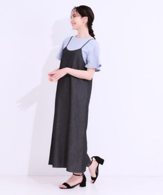 S－LL】女性らしさ漂う ライトデニム Aラインキャミ