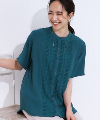 リバティレース切り替えブラウス セール】 【大人エンブロイダリーレース刺繍切り替えブラウス