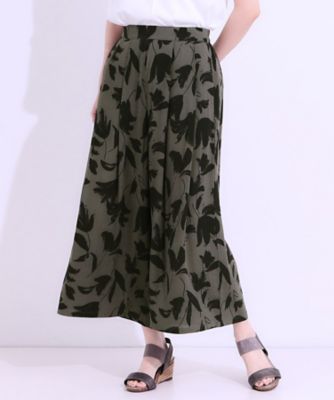 【Ｓ－ＬＬ／ひんやり】いつものコーデを華やかに　柄アソート　麻調ガウチョパンツ（２００２４４７３４０）