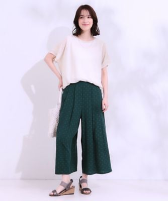 【Ｓ－ＬＬ／ひんやり】いつものコーデを華やかに　柄アソート　麻調ガウチョパンツ（２００２４４７３４０）