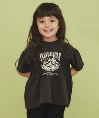 【SALE】THE SHOP TK (Baby & Kids)/ザ ショップ ティーケー (キッズ）シャーリングロゴTシャツ/ママとおそろい・洗濯機OK(2002460807) クロ018 トップス【三越伊勢丹/公式】