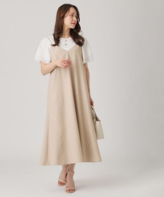 【洗える／日本製／裏なし／アジャスター調整可】多彩な着こなしができるキャミソールワンピース（２００２４６０８１４）