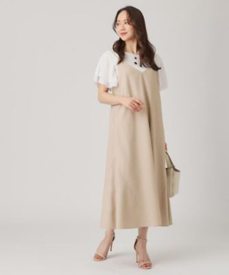 【洗える／日本製／裏なし／アジャスター調整可】多彩な着こなしができるキャミソールワンピース（２００２４６０８１４）