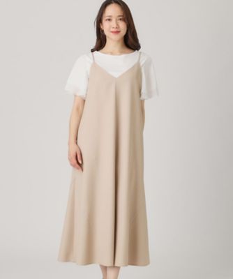 【洗える／日本製／裏なし／アジャスター調整可】多彩な着こなしができるキャミソールワンピース（２００２４６０８１４）