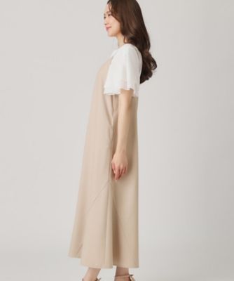 【洗える／日本製／裏なし／アジャスター調整可】多彩な着こなしができるキャミソールワンピース（２００２４６０８１４）