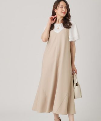 【洗える／日本製／裏なし／アジャスター調整可】多彩な着こなしができるキャミソールワンピース（２００２４６０８１４）