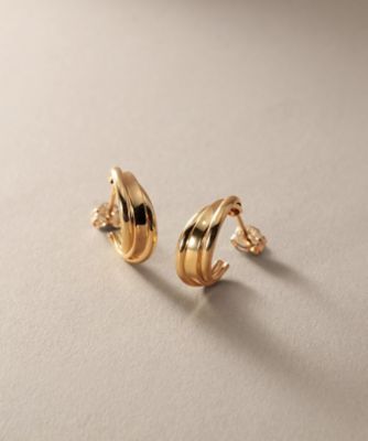 K10平板ひねり クロスフックピアス （ピアス・イヤリング