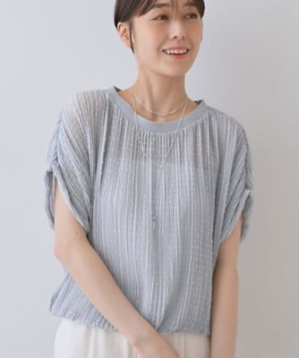 ＜INDIVI S (Women/小さいサイズ)＞【洗える／ドット柄／凹凸素材】プリーツデザインブラウス（２００２４６２１１８）