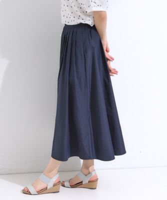 洗える／S－LL／撥水】タックギャザー フレアスカート