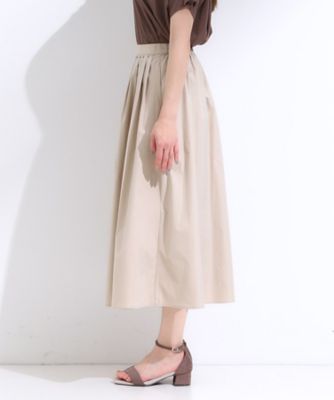 洗える／S－LL／撥水】タックギャザー フレアスカート