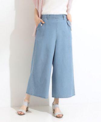 SHOO LA RUE (Women)/シューラルー 【洗える/S-LL/ひんやり】金ボタンがアクセント 大人のデニムガウチョパンツ(2002462334)