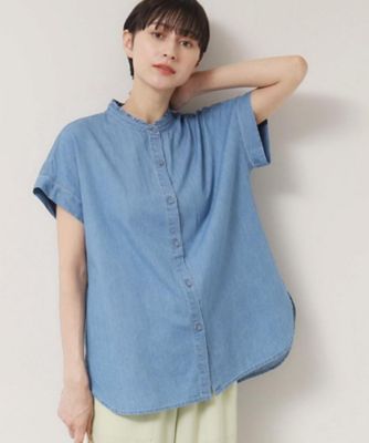 ＜Dessin (Women)＞【洗える】リネンブレンドデニムフリルシャツ（２００２４６２３４６）