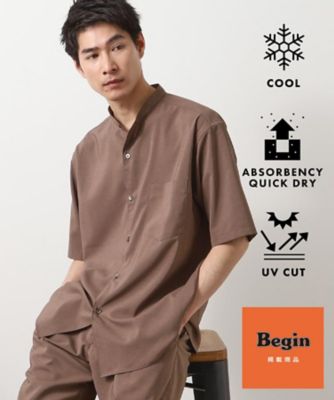 THE SHOP TK (Men)/ザ ショップ ティーケー 【Ｂｅｇｉｎ７月号掲載】クールファイバーバンドカラー半袖シャツ　接触冷感／吸水速乾／ＵＶケア／軽量／セットアップ可（２００２４６２３４８）