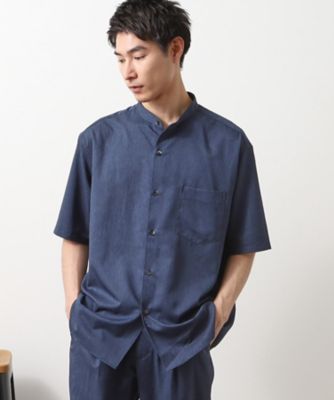 【Ｂｅｇｉｎ７月号掲載】クールファイバーバンドカラー半袖シャツ　接触冷感／吸水速乾／ＵＶケア／軽量／セットアップ可（２００２４６２３４８）