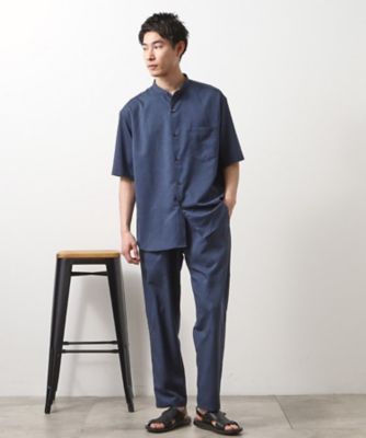 【Ｂｅｇｉｎ７月号掲載】クールファイバーバンドカラー半袖シャツ　接触冷感／吸水速乾／ＵＶケア／軽量／セットアップ可（２００２４６２３４８）
